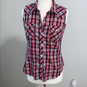 American Flag sleeves roper button up